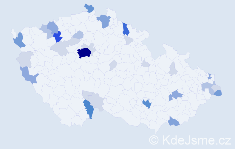 Příjmení: 'Holič', počet výskytů 105 v celé ČR