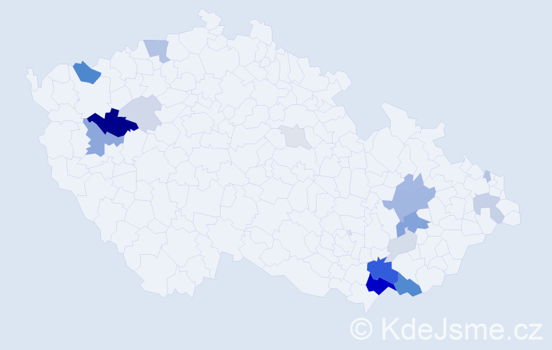 Příjmení: 'Krša', počet výskytů 62 v celé ČR