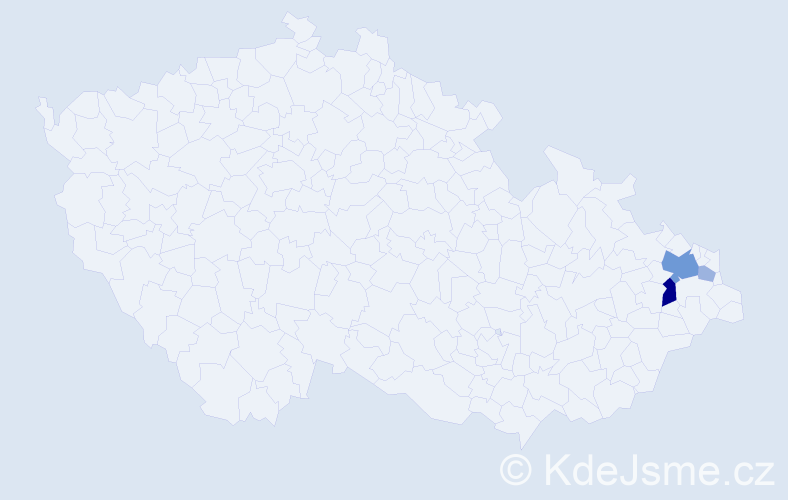 Příjmení: 'Kaczmarzová', počet výskytů 9 v celé ČR