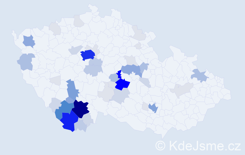 Příjmení: 'Pártlová', počet výskytů 183 v celé ČR