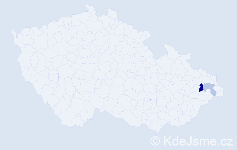 Příjmení: 'Lanáková', počet výskytů 5 v celé ČR