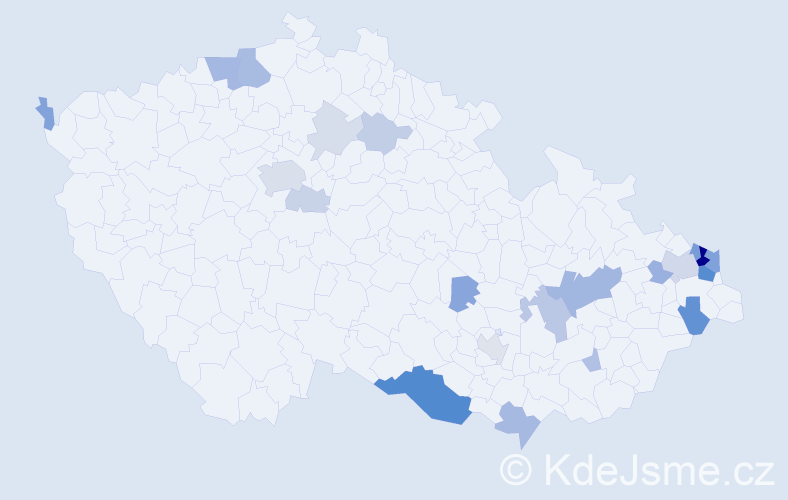 Příjmení: 'Janečko', počet výskytů 67 v celé ČR