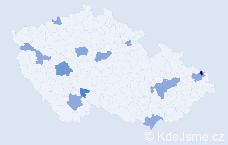 Příjmení: 'Máder', počet výskytů 35 v celé ČR