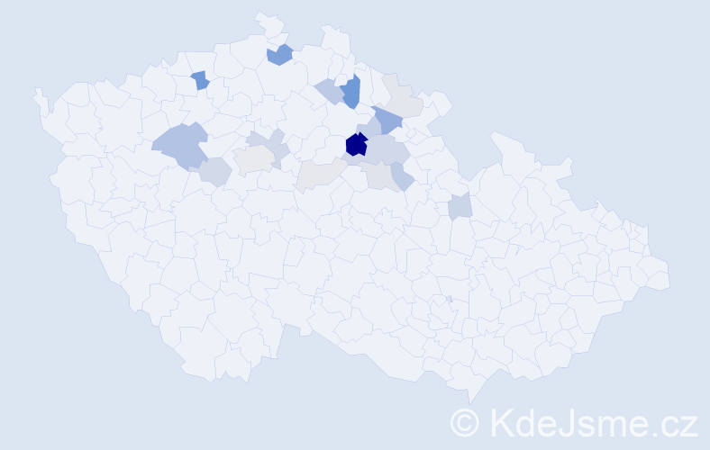 Příjmení: 'Zechovský', počet výskytů 54 v celé ČR