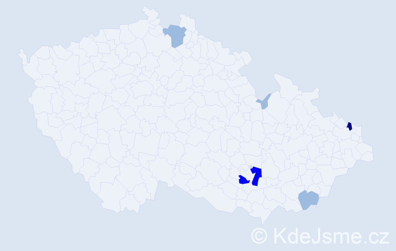 Příjmení: 'Zadubanová', počet výskytů 10 v celé ČR