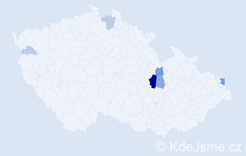Příjmení: 'Kseňák', počet výskytů 20 v celé ČR