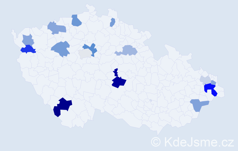 Příjmení: 'Barcziová', počet výskytů 24 v celé ČR
