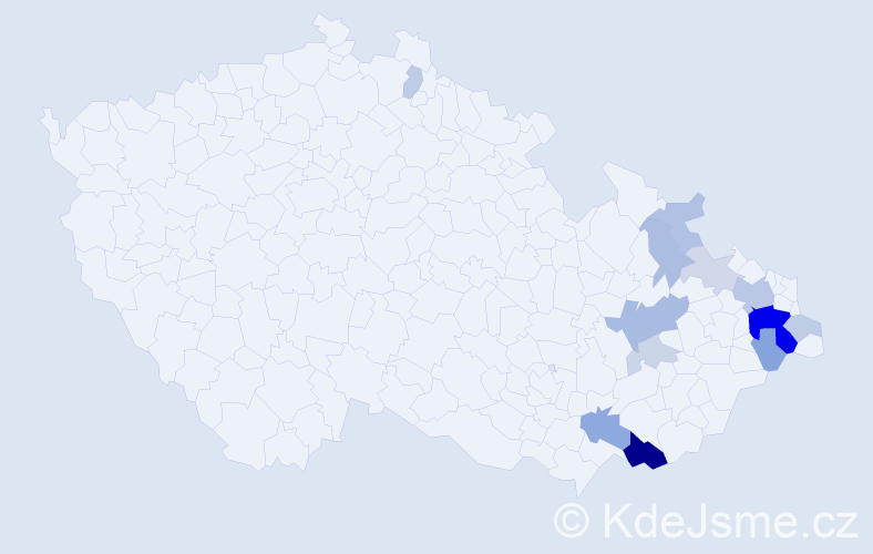 Příjmení: 'Brantálová', počet výskytů 36 v celé ČR