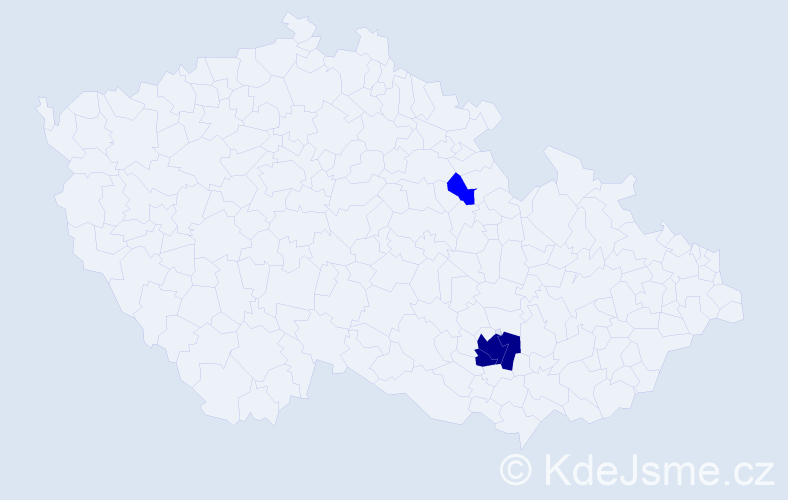 Příjmení: 'Mošat', počet výskytů 5 v celé ČR
