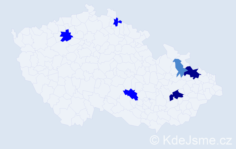 Příjmení: 'Gajdáč', počet výskytů 13 v celé ČR
