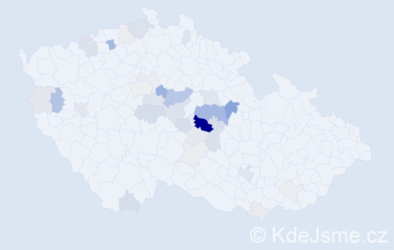 Příjmení: 'Kovačka', počet výskytů 101 v celé ČR