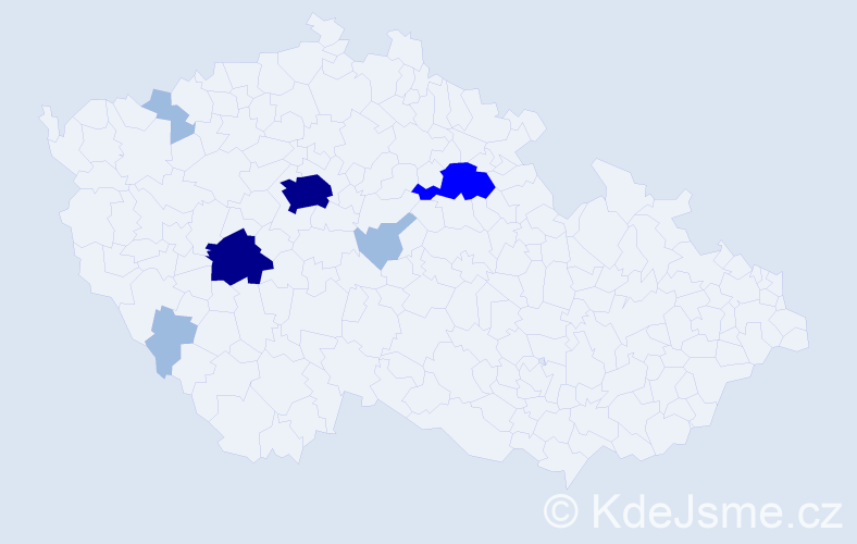 Příjmení: 'Kyzr', počet výskytů 14 v celé ČR