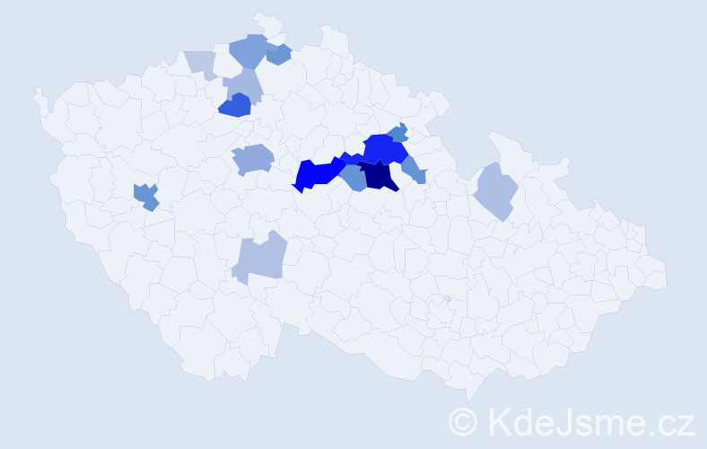 Příjmení: 'Křovák', počet výskytů 55 v celé ČR