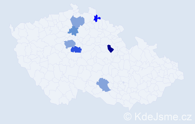 Příjmení: 'Kšádová', počet výskytů 16 v celé ČR