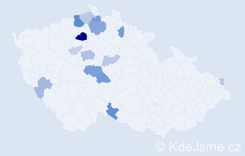 Příjmení: 'Kadrabová', počet výskytů 33 v celé ČR