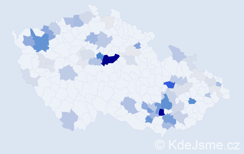 Příjmení: 'Čáslavová', počet výskytů 208 v celé ČR