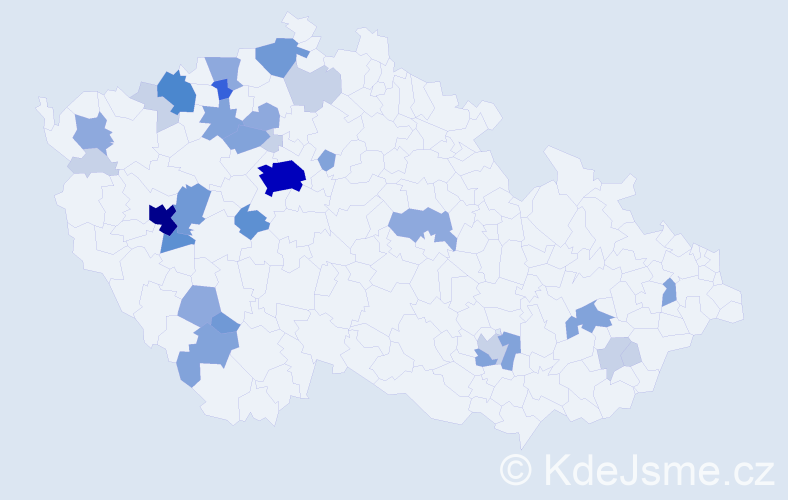 Příjmení: 'Dort', počet výskytů 96 v celé ČR