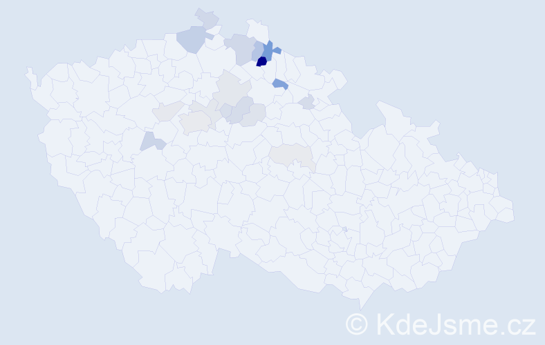Příjmení: 'Číla', počet výskytů 63 v celé ČR