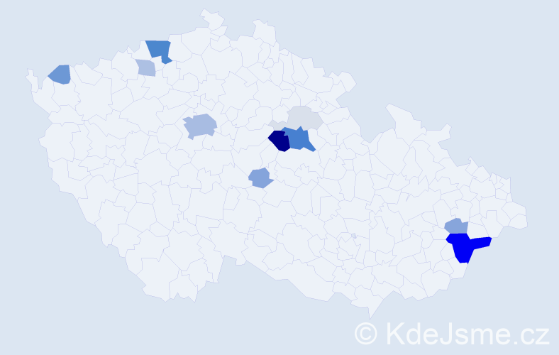Příjmení: 'Gádžor', počet výskytů 62 v celé ČR