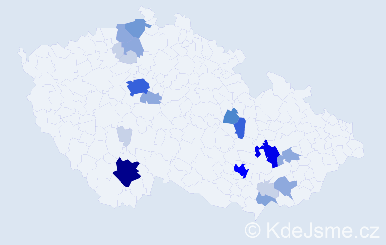 Příjmení: 'Tabery', počet výskytů 72 v celé ČR