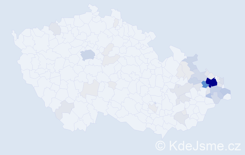 Příjmení: 'Vavroš', počet výskytů 170 v celé ČR