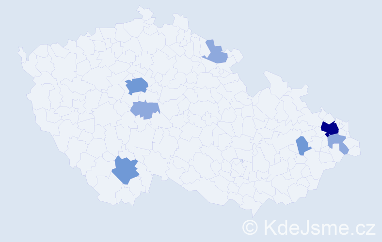 Příjmení: 'Kesely', počet výskytů 15 v celé ČR