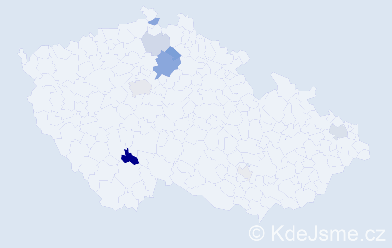 Příjmení: 'Báčková', počet výskytů 16 v celé ČR