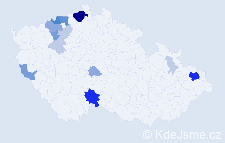 Příjmení: 'Kalaj', počet výskytů 49 v celé ČR