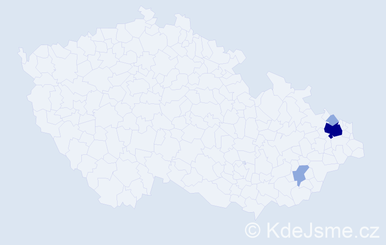 Příjmení: 'Tylek', počet výskytů 9 v celé ČR