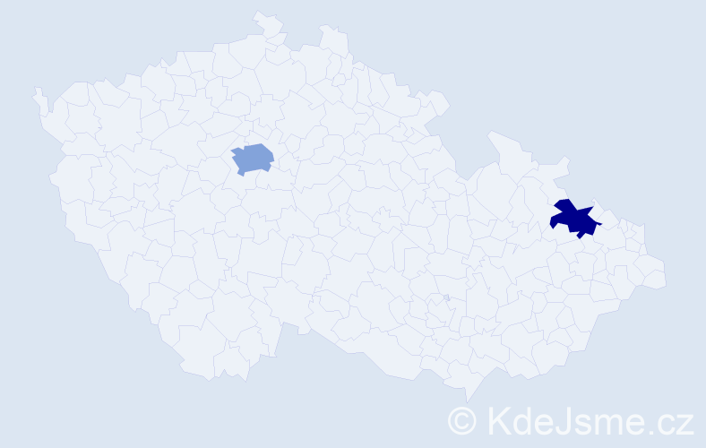 Příjmení: 'Hoherčáková', počet výskytů 3 v celé ČR