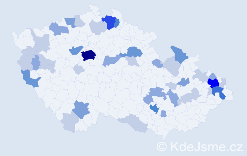 Příjmení: 'Čižmár', počet výskytů 109 v celé ČR