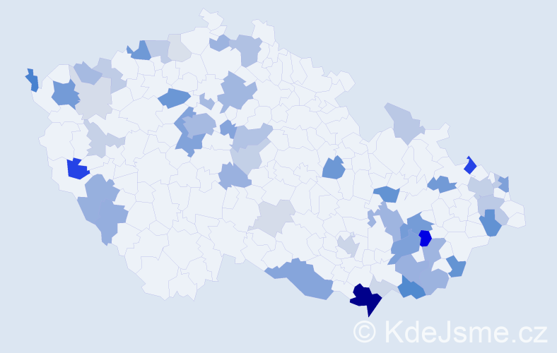 Příjmení: 'Beňa', počet výskytů 140 v celé ČR