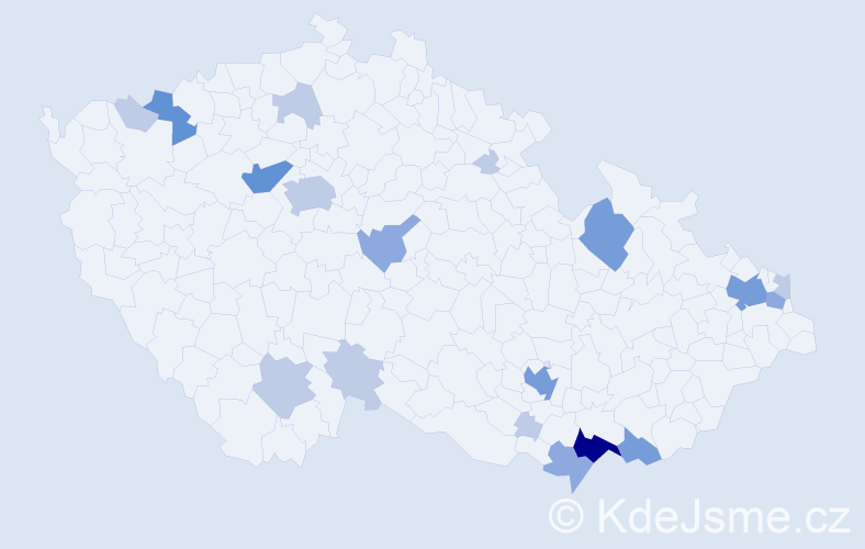 Příjmení: 'Chocholáček', počet výskytů 44 v celé ČR