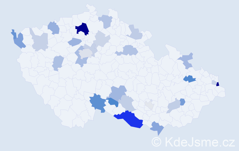 Příjmení: 'Badinková', počet výskytů 57 v celé ČR