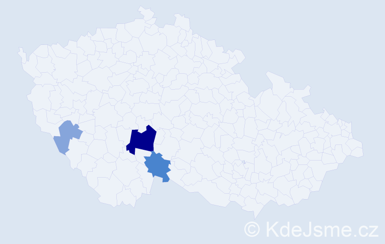 Příjmení: 'Kubašáková', počet výskytů 9 v celé ČR