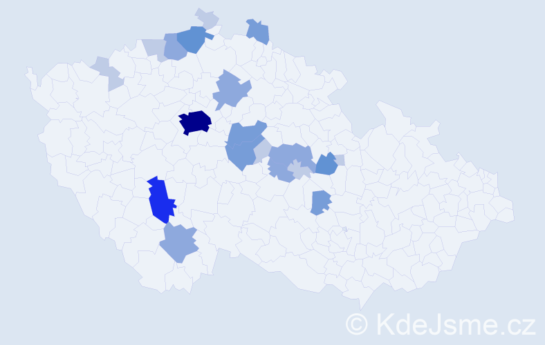 Příjmení: 'Klinkáčková', počet výskytů 53 v celé ČR