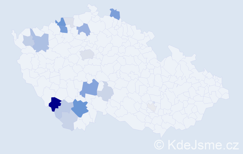 Příjmení: 'Hojdar', počet výskytů 54 v celé ČR