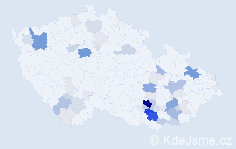 Příjmení: 'Nádeníček', počet výskytů 215 v celé ČR