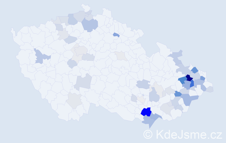 Příjmení: 'Barvíková', počet výskytů 218 v celé ČR
