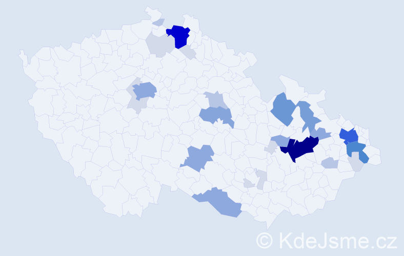 Příjmení: 'Svačinková', počet výskytů 92 v celé ČR