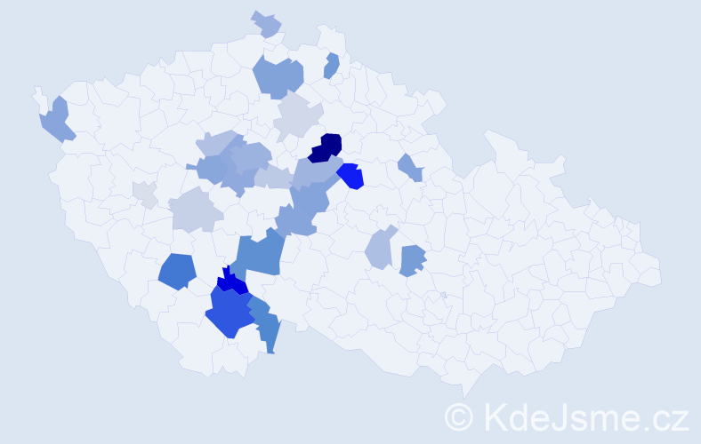 Příjmení: 'Zákostelecká', počet výskytů 79 v celé ČR