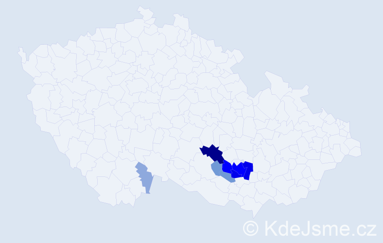 Příjmení: 'Poledňa', počet výskytů 24 v celé ČR