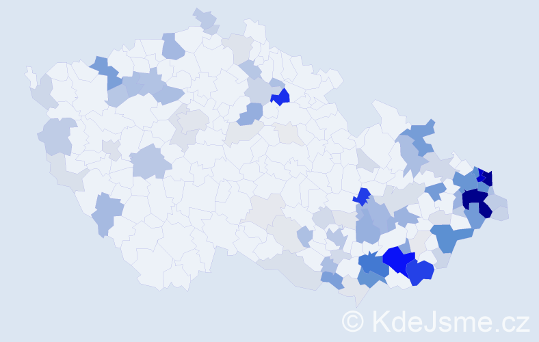 Příjmení: 'Uherek', počet výskytů 432 v celé ČR