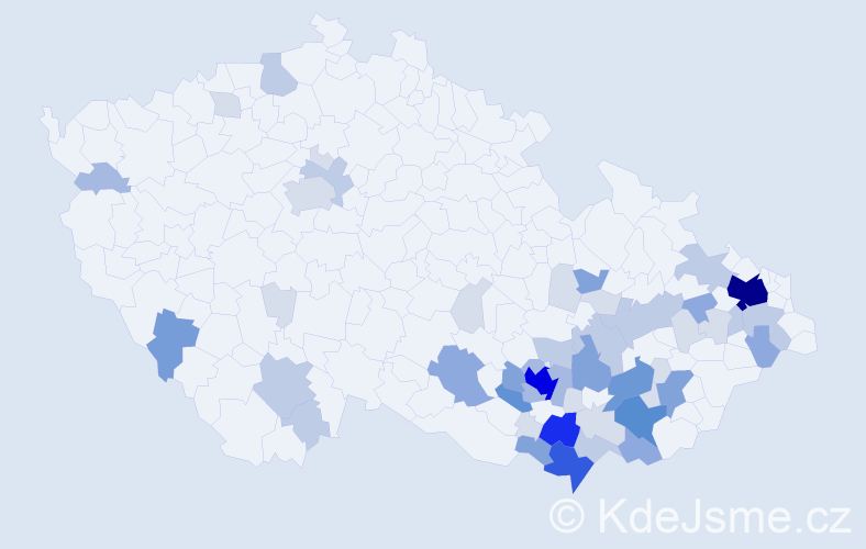 Příjmení: 'Malinka', počet výskytů 179 v celé ČR