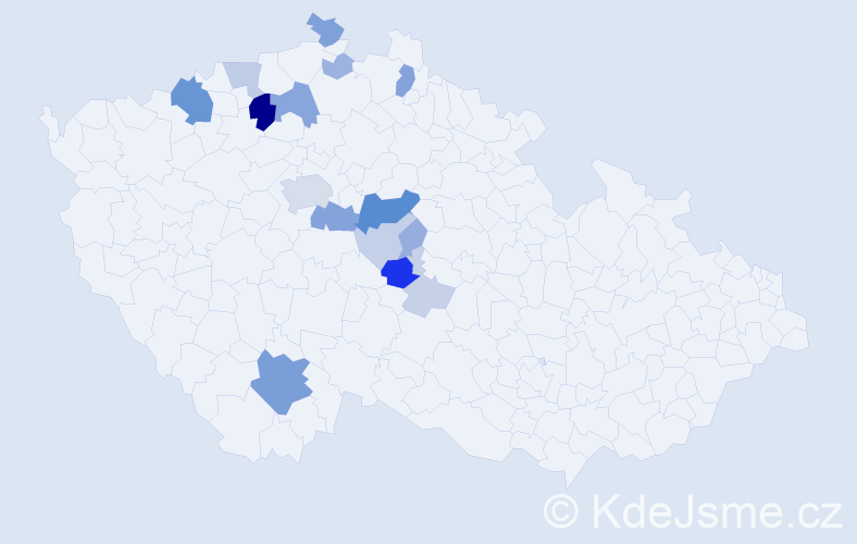 Příjmení: 'Čmejrková', počet výskytů 54 v celé ČR