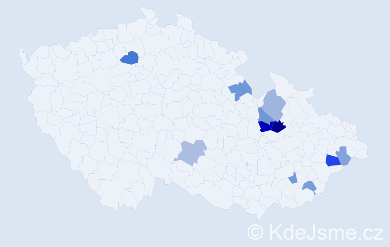 Příjmení: 'Maneth', počet výskytů 26 v celé ČR