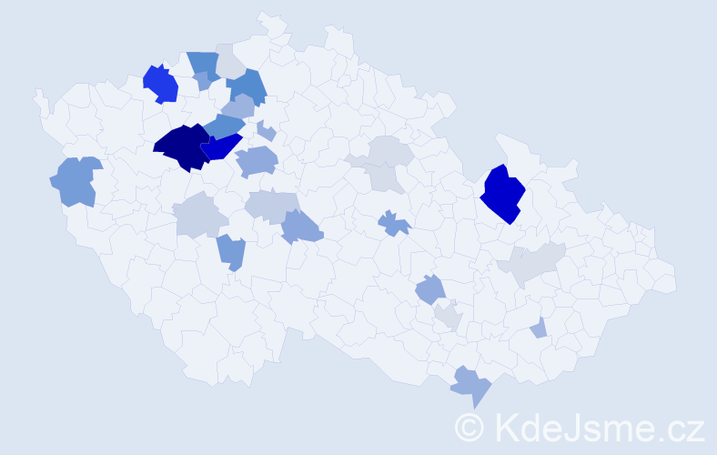 Příjmení: 'Ton', počet výskytů 104 v celé ČR