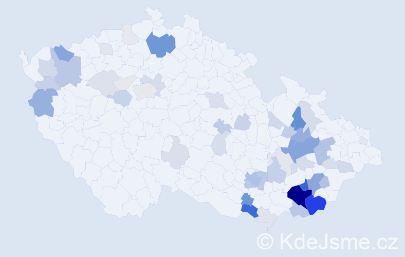Příjmení: 'Bičanová', počet výskytů 172 v celé ČR