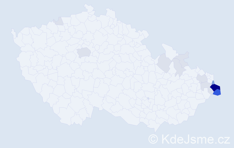 Příjmení: 'Hawliczková', počet výskytů 53 v celé ČR