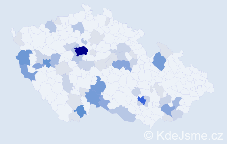Příjmení: 'Štanglová', počet výskytů 186 v celé ČR